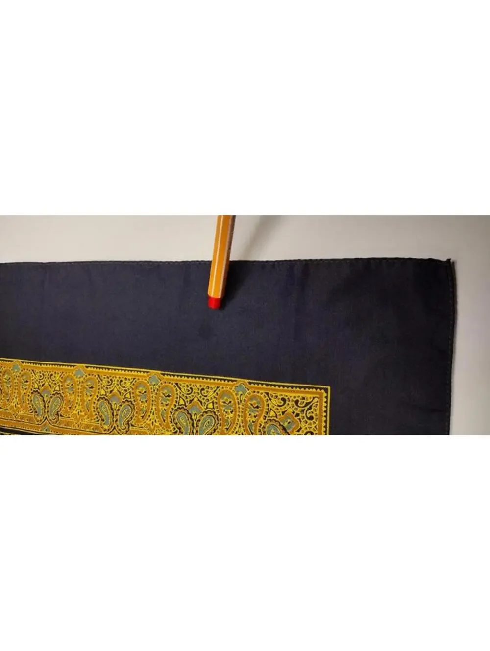 30s Silk Handkerchief Art Nouveau Paisley Hand Printed Almost Antique ENGLAND
